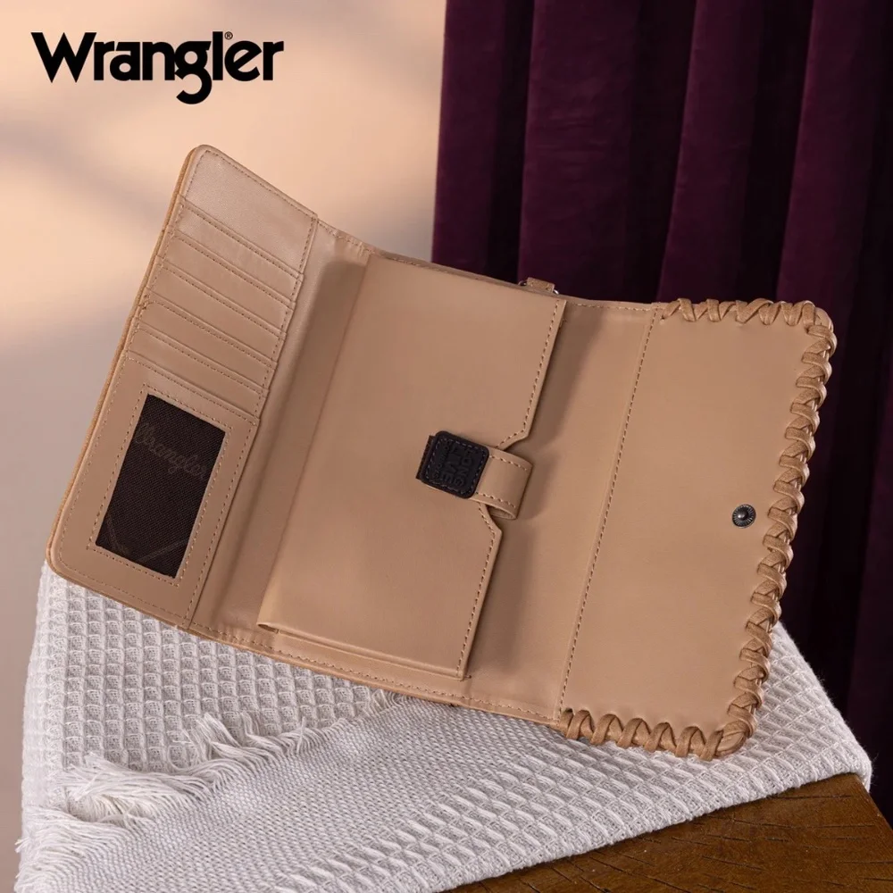 Wrangler Whipstitch Wristlet Wallet Light Brown